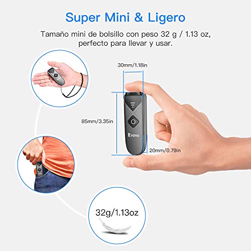 Eyoyo 2D Escáner de Código de Barras Bluetooth, 1D Mini Lector de Código de Barras QR con 3-en-1 Conexión USB Cable/Bluetooth/ 2,4G Inalámbrico para iOS, Android, Tabletas y PC