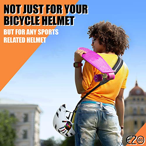 EZ-GO - Porta cascos de Bicicleta Eléctrica, MTB, Patinete - Correa Ajustable Reflectante Manos Libres Protectora de Casco de Bici - Accesorios de Ciclismo Sujeta Cascos para Hombres, Mujeres y Niños