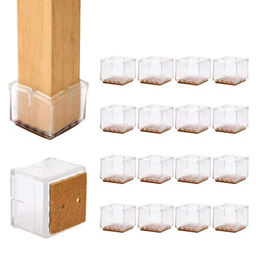 Ezprotekt Tazas de goma para pies de silla, 16 PCS 29-35 mm Silicona antideslizante Cuadrados Muebles Patas de patas Mesa Pies Cubiertas Cubiertas Muebles Almohadillas Protector de piso