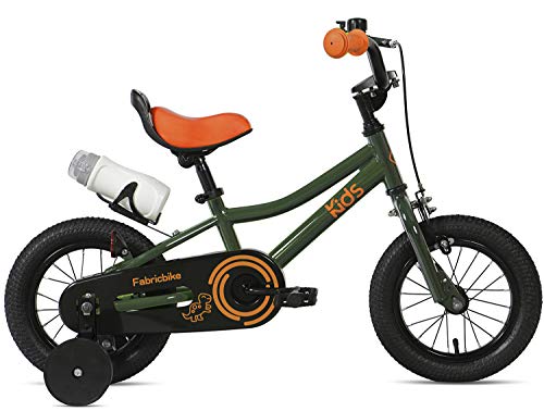 FabricBike Kids - Bicicleta con Pedales para niño y niña, Ruedines de Entrenamiento Desmontables, Frenos, Ruedas 12 y 16 Pulgadas, 4 Colores 12": 2-3,5 Años (Estatura 70cm - 96cm)
