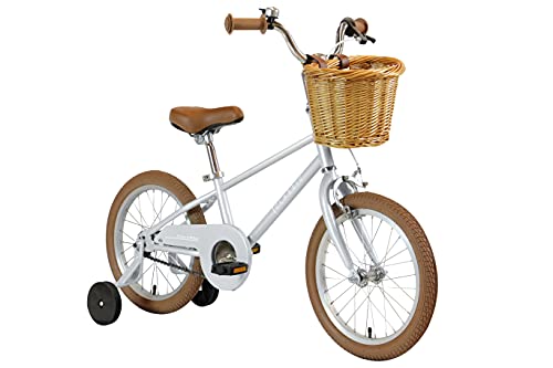 FabricBike Kids - Bicicleta con Pedales para niño y niña, ruedines de Entrenamiento Desmontables, Frenos, Ruedas 12 y 16 Pulgadas, 4 Colores (Classic Matte Grey, 16": 3-7 Años (Estatura 96cm - 120cm)