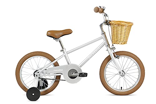 FabricBike Kids - Bicicleta con Pedales para niño y niña, ruedines de Entrenamiento Desmontables, Frenos, Ruedas 12 y 16 Pulgadas, 4 Colores (Classic Matte Grey, 16": 3-7 Años (Estatura 96cm - 120cm)