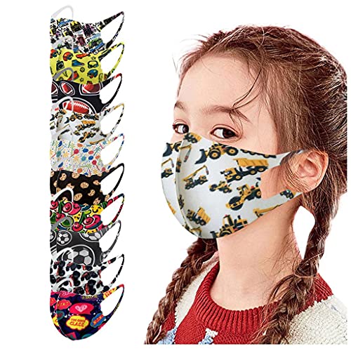 FACAIAFALO 10 Piezas Unisex Niños Desechables Infantil 5 Capa de Filtro de Elásticos 0-4 años Bufanda Universal Elástico Earloop Neckerchief Bandanas para Aire Libre, Patrón Escuela,Fiesta