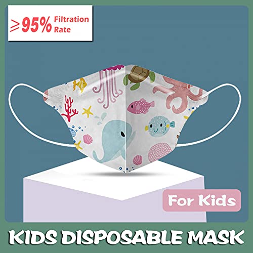 FACAIAFALO 30 Unidades Unisex Niños Infantil con Elástico para Los Oídos 5 Capas Transpirables Plegables con Pinza Nasal Patrón Neckerchief Bandanas para 1-4 años Patrón Escuela, Fiesta