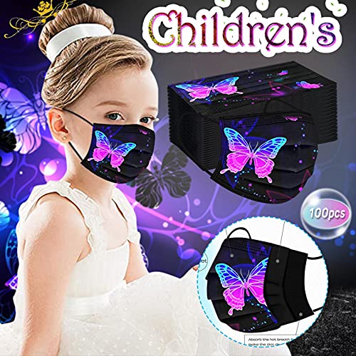 FACAIAFALO 50PC Niños Infantil 3 Capa Surtidos Dibujos Animados para Actividades Aire Libre Patrón Escuela Fiesta PatróN Estampado de mariposa negro para NiñOs