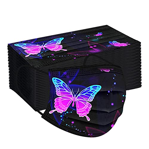 FACAIAFALO 50PC Niños Infantil 3 Capa Surtidos Dibujos Animados para Actividades Aire Libre Patrón Escuela Fiesta PatróN Estampado de mariposa negro para NiñOs