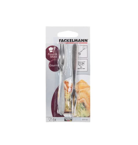 Fackelmann Juego de 6 Tenedores para Pescado y Caracoles de Acero Inoxidable, 12,5 cm, Madera, Color: Plateado, quantità: 1 Pezzo, 6 Unidades