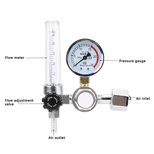 Fafeicy Argón CO2 Mig Tig Regulador del medidor de flujo, G 5/8 Aleación tipo de etapa única Argón CO2 Indicador de presión, para soldadura MIG y TIG