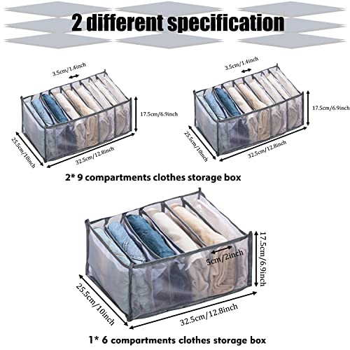 Faffooz Organizador de armario de 3 piezas, organizador de jeans, caja de almacenamiento apilable, cajas de almacenamiento, sistema de organizador de cajones de caja de almacenamiento(Grey, 699)