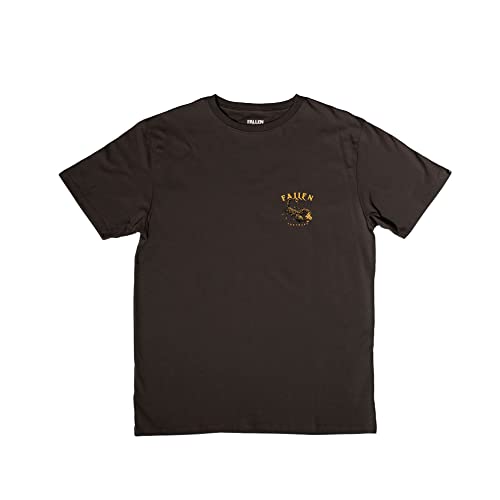 Fallen Camiseta de Manga Corta para Hombre - Color Negro Carbón con Estampado de Escorpión - Talla S - 100% Algodón - Ropa de Estilo Regular Fit para Hombre Footwear