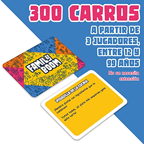 FAMILY BOOM - El juego de mesa para Toda la Familia - 300 cartas variadas y divertidas, Juego de cartas niños, juegos de mesa familiares divertidos - Juego de Cartas Regalos para Niños y Padres