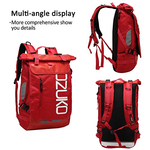 FANDARE Mochila de Viaje 15.6 Pulgada Ordenador Portátil Backpack Camping Mochila de Montañismo Hombre Mujer Impermeable Poliéster Rojo A