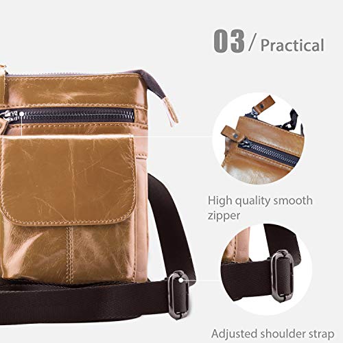 FANDARE Riñonera Deportiva, Hombres Bolso de Hombro, Multifuncional Bolsos Bandolera, para Correr, Camina el Perro, Bicicleta, Viaje Impermeable Cuero Riñoneras Bolsa de Mensajero Gris Negro