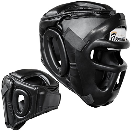 Farabi Sports Guardia Protector de Cabeza Cara de Ahorro de Casco con la Cara Frontal extraíble Grill (Black, Small)