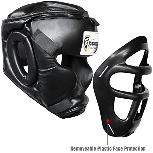 Farabi Sports Guardia Protector de Cabeza Cara de Ahorro de Casco con la Cara Frontal extraíble Grill (Black, Small)