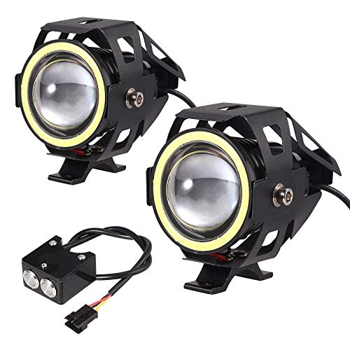 Faros Delanteras de Motocicleta U7 2Ps con Interruptor Dual Faros de Antiniebla para Moto LED 15W 3000 LM Faro Auxiliares IP65 Luces Adiccionales para Vehículos 12-24V Moto Bici Coche Camión