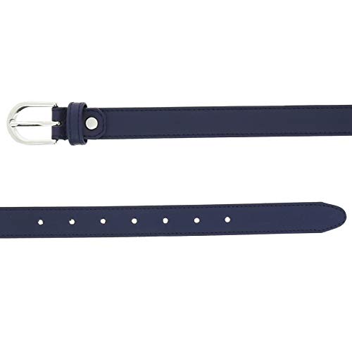 FASHIONGEN - Cinturón para mujer en cuero italiano, LUNA, Fabricado en Francia - Azul marino, 85 / Pantalones 40 a 41