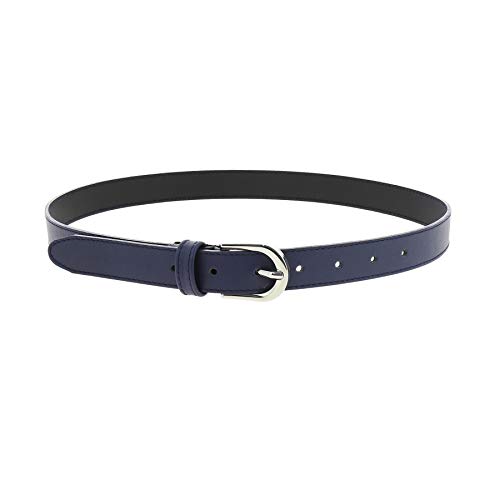 FASHIONGEN - Cinturón para mujer en cuero italiano, LUNA, Fabricado en Francia - Azul marino, 85 / Pantalones 40 a 41