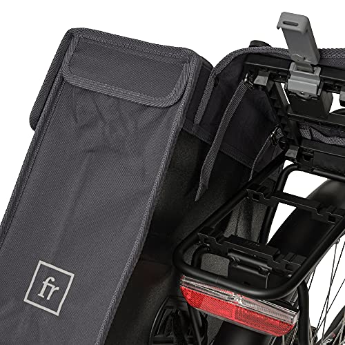 FastRider Hybrid Bolsa Doble para Bicicleta para Portaequipajes, Alforja Bicicleta 26 litros, Bolsa Impermeable, Reflectante, Montaje Sencillo, Poliéster Reciclado - Gris - 26L