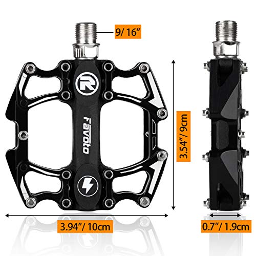 Favoto Pedales de Bicicleta Montaña, Pedales Bicicleta de Aleación de Aluminio Antideslizante con Cojinetes Sellados de Ciclismo, Rosca de 9/16" para Adultos BMX MTB Bicicleta de Carretera Urbana