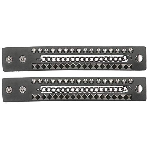 Fdit 2Pcs Punk Rock Pulsera de Cuero con Pinchos Remaches con Tachuelas Correa Wrap Wristband Biker Brazalete de Cuero Brazalete Brazalete para la decoración de la muñeca