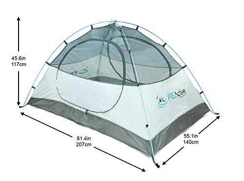 FE Active Tienda de Campaña 2 Personas – Tienda de Camping 4 Estaciones de Alta Cualidad para 1 o 2 Personas con Cubierta Impermeable, Postes de Aluminio. Todas las Temporadas I Diseñado en California