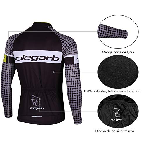 Feilaxleer Ropa Ciclismo Térmico Invierno para Hombre y Mujer - Ciclismo Maillot MTB de Manga Larga de Lana y Culotte Pantalones Acolchado 3D (Punto,XXL)