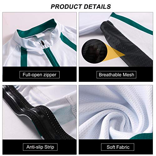 FEIXIANG Hombres Ciclismo Jersey, manga larga Ciclo Tops Cremallera Completa Transpirable Bicicletas Jerseys de Secado Rápido Mountain Bike Shirt Ciclismo MTB Ropa, verde oscuro, M