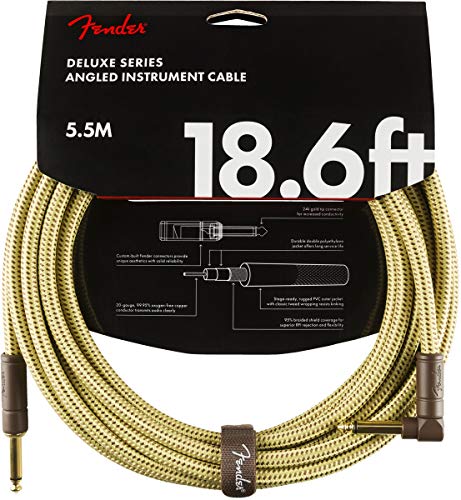 Fender 099-0820-082 Cable de instrumentos de la serie Deluxe, 18.6 ', STR / ANG, Tweed