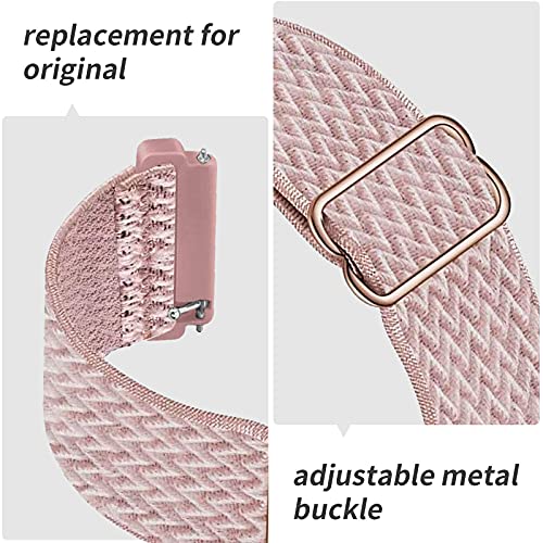 Fengyiyuda 4Pack Nylon Correa Compatible con Fitbit Versa 2/Versa/Versa Lite/Versa SE,Elástico Bandas Suaves para Relojes,Black/White/Rose Pink/Storm Gray