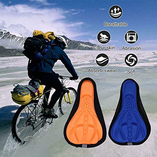 Festnight Bike 3D Saddle Seat Cover Bike Transpirable Soft Comfort Pad Cojín Acolchado (Naranja)