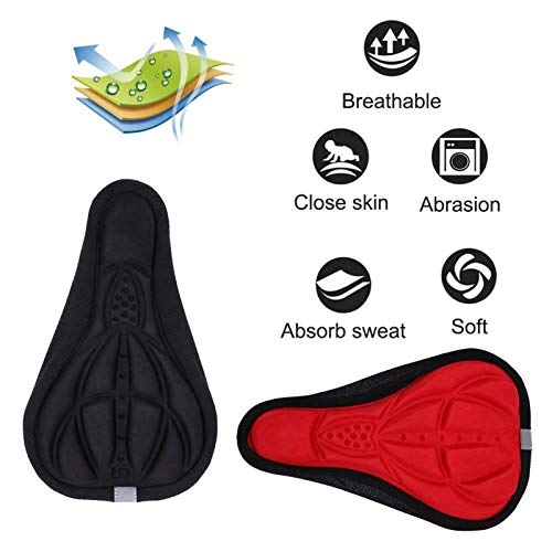 Festnight Bike 3D Saddle Seat Cover Bike Transpirable Soft Comfort Pad Cojín Acolchado (Naranja)