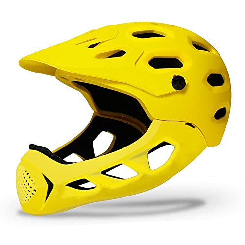 FFKL Cascos para Hombres Mountain Bike Safety Light for Road and Cross-Couth Country Motorcycle Helmets Full-Face Safety Helmets Hombres Y Mujeres De Esquí para MujerVIIPOO,Yellow-M/L（56-62cm）
