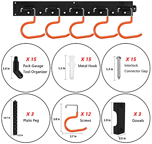 FIAMER - Sistema de almacenamiento ajustable de 48 pulgadas, almacenamiento de garaje, soporte de herramientas de jardín, organizador de herramientas de montaje en pared, organizador de garaje