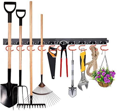 FIAMER - Sistema de almacenamiento ajustable de 48 pulgadas, almacenamiento de garaje, soporte de herramientas de jardín, organizador de herramientas de montaje en pared, organizador de garaje
