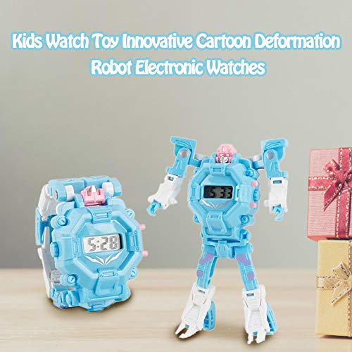 Fiaoen Reloj para niños, 2 en 1 Reloj Innovador de Juguete electrónico Robot de deformación de Dibujos Animados Reloj electrónico Awesome