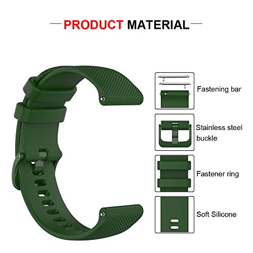 Ficocean Correa de Reloj Compatible con Polar Ignite /Polar Unite, Universal 20mm Correa de Silicona Pulsera de Repuesto Banda de Deportes Fitness (Verde Militar)