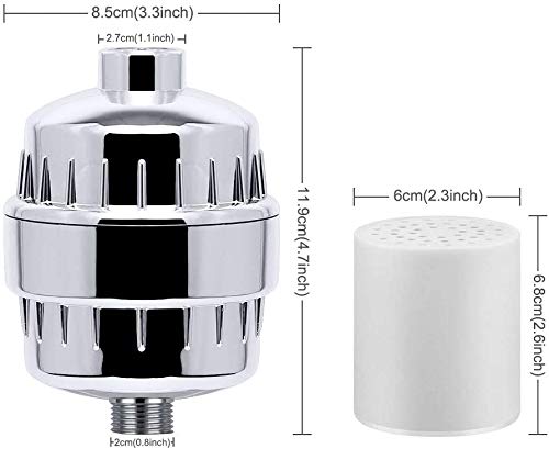 Filtro de Ducha, Cadrim 15 Etapas Universal Filtro Purificador de Agua Ducha, con Cartucho de Filtro Reemplazable, para Ajustar el pH del Agua y Filtro Cloro, Microbio y Metal Pesado