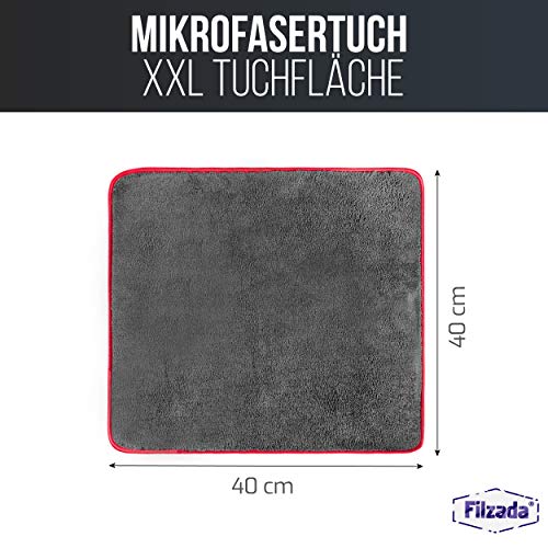 Filzada® 3X Paños de Microfibra para Coches - Increíble Potencia de succión y sin Pelusas - Toalla Secado Coche Coches para Cuidado Profesional del Coche (40x40cm)
