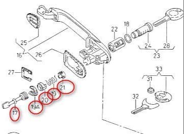 FINAO AUTOPARTS® - Kit de reparación de barril cerradura para Volkswagen Polo y Caddy y Seat Ibiza y Cordoba 67 mm
