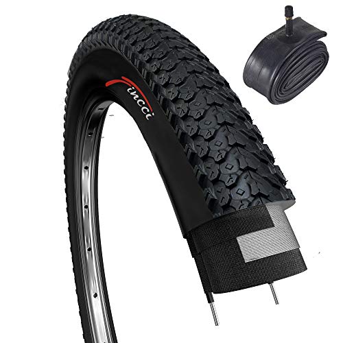 Fincci Set 26 x 2,125 Pulgadas 57-559 Plegable Cubierta con Cámara de Aire Schrader Válvula Interior para MTB Montaña Hibrida Bici Bicicleta