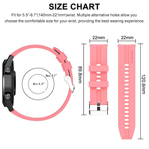 Find-MyWay Conpatible para Huawei Watch GT 2 (46mm)/Watch GT/Watch GT 2e/Watch GT2 Pro Correa para Mujer Hombre,22mm Silicona Deportiva Pulsera de Repuesto Banda Accesorios, Rosado