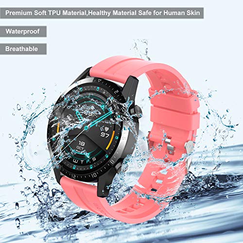 Find-MyWay Conpatible para Huawei Watch GT 2 (46mm)/Watch GT/Watch GT 2e/Watch GT2 Pro Correa para Mujer Hombre,22mm Silicona Deportiva Pulsera de Repuesto Banda Accesorios, Rosado