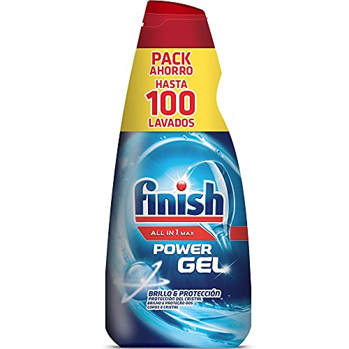 Finish All in 1 Max Power Gel Brillo & Protección Detergente Gel para el Lavavajilla, 2 unidades - 100 lavados