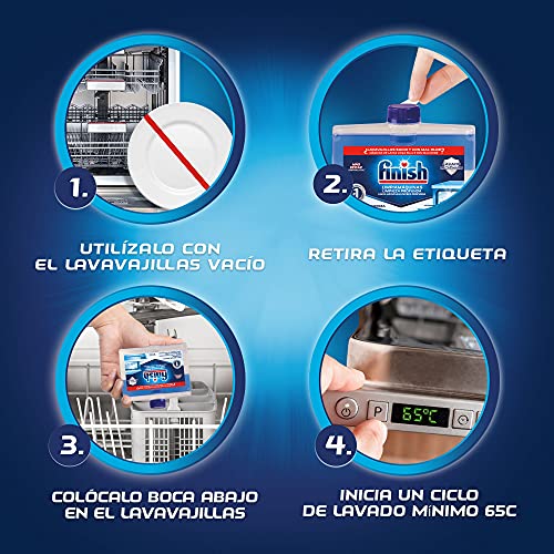 Finish Limpiamáquinas - Limpieza higiénica para el lavavajillas contra el mal olor, la cal y la grasa - 4 Unidades