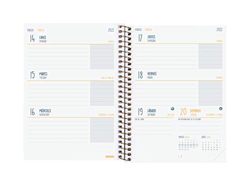 Finocam Agenda 2021 2022 Semana vista apaisada Septiembre 2021, Junio 2022 10 meses y Julio/Agosto resumidos 8º, 120x164 Secundaria Imposible Español