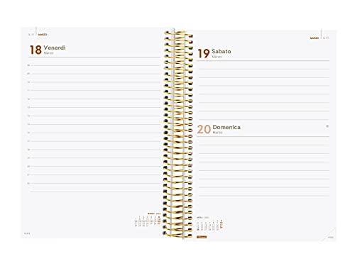 Finocam - Agenda diaria 2022 de enero 2022 a diciembre 2022 (12 meses) E10 – 155 x 212 mm espiral Design Collection Goldy Italiano