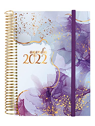 Finocam - Agenda diaria 2022 de enero 2022 a diciembre 2022 (12 meses) E10 – 155 x 212 mm espiral Design Collection Goldy Italiano