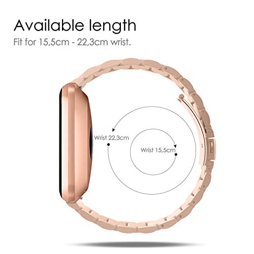 Fintie Correa Compatible con Fitbit Versa 2/Versa/Versa Lite - Pulsera de Repuesto de Metal de Acero Inoxidable, Oro Rosa