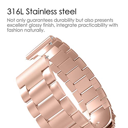 Fintie Correa Compatible con Fitbit Versa 2/Versa/Versa Lite - Pulsera de Repuesto de Metal de Acero Inoxidable, Oro Rosa